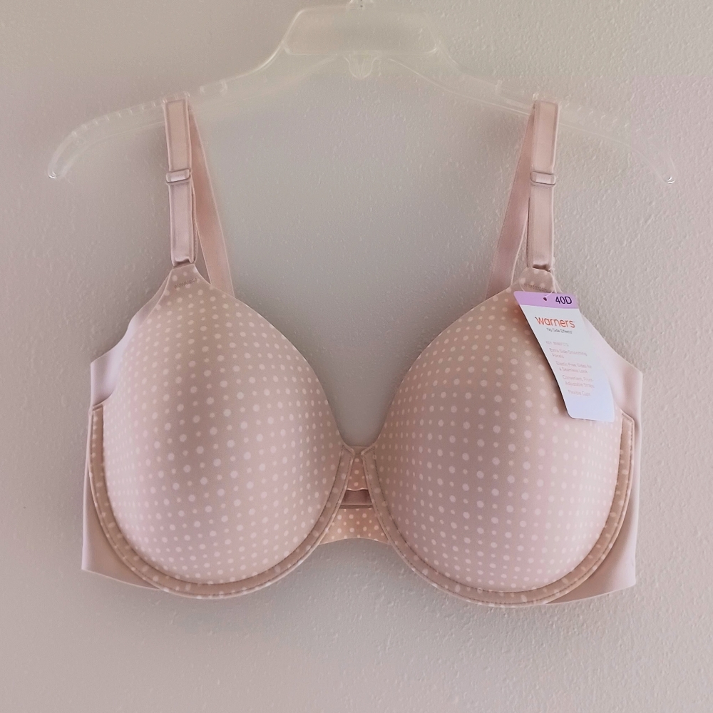 NWT Warner's No Side Effects Polka Dot Bra, size 40D